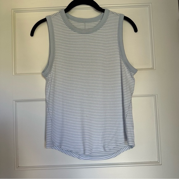 Lululemon Hold Tight Crewneck Tank Top in Minute Stripe White Starch Blue - Picture 1 of 4